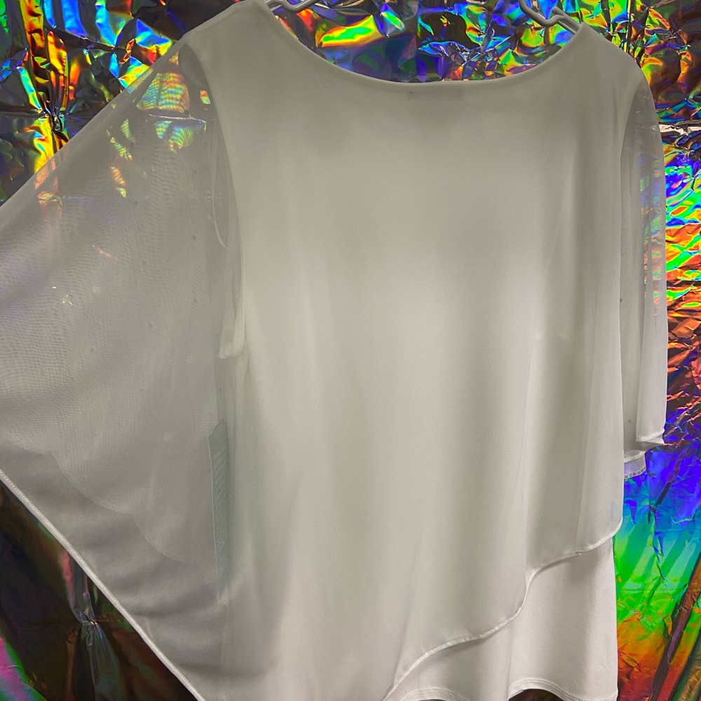 MSK Ivory Embellished Chiffon Top - Picture 4 of 6